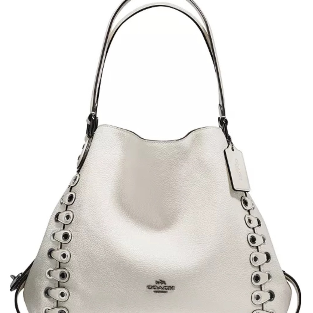 Coach Edie Cream Leather Hobo Bag